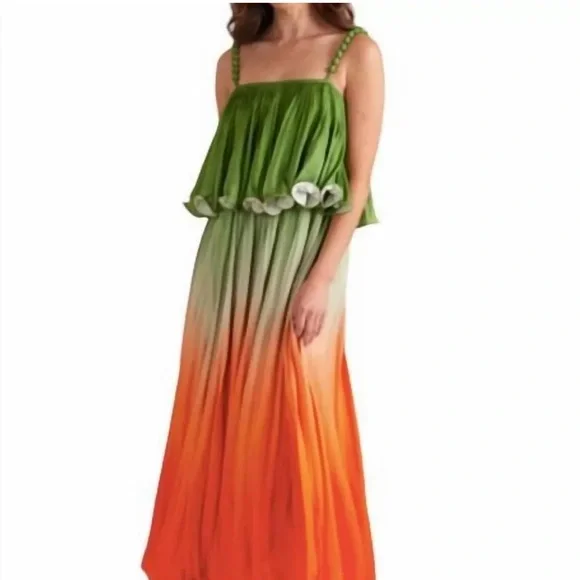 Alden Adair Green and Orange Maxi Dress - Picture 2 of 9